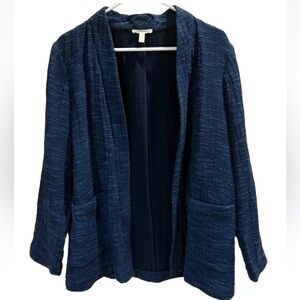 Eileen Fisher Blue Open Front Cotton Blazer Size M